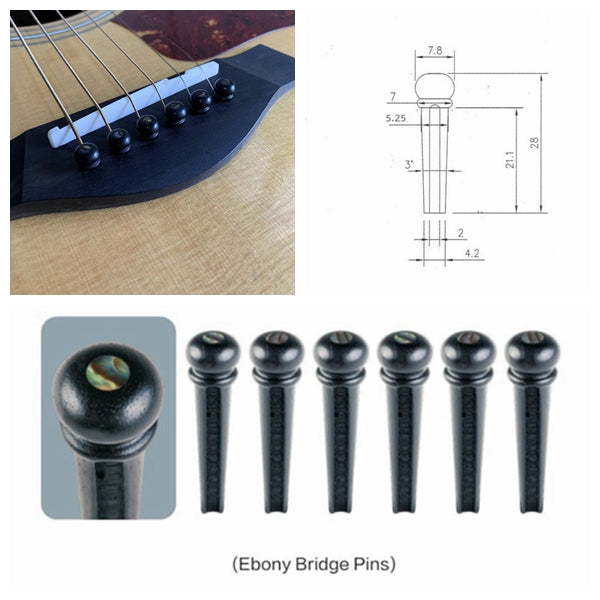 Ebony Guitar String Nails Bridge Pins 3.0mm abalone shell Guitar Accessories AU