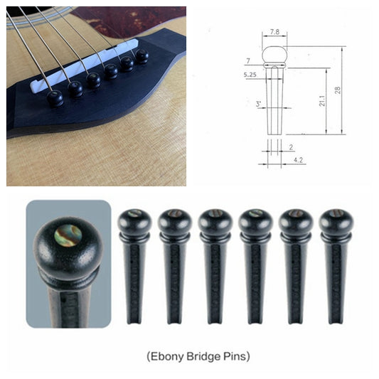 Ebony Guitar String Nails Bridge Pins 3.0mm abalone shell Guitar Accessories AU