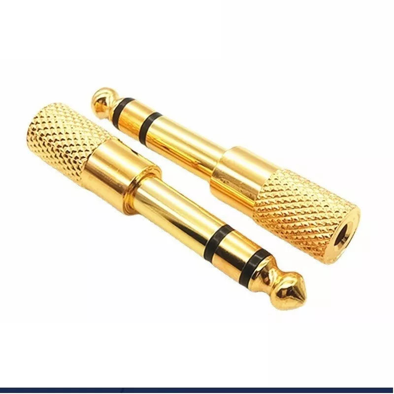 1-20 PCS PREMIUM 6.5mm Male to 3.5mm Female Aux Adapter Gold Headphone Audio AU