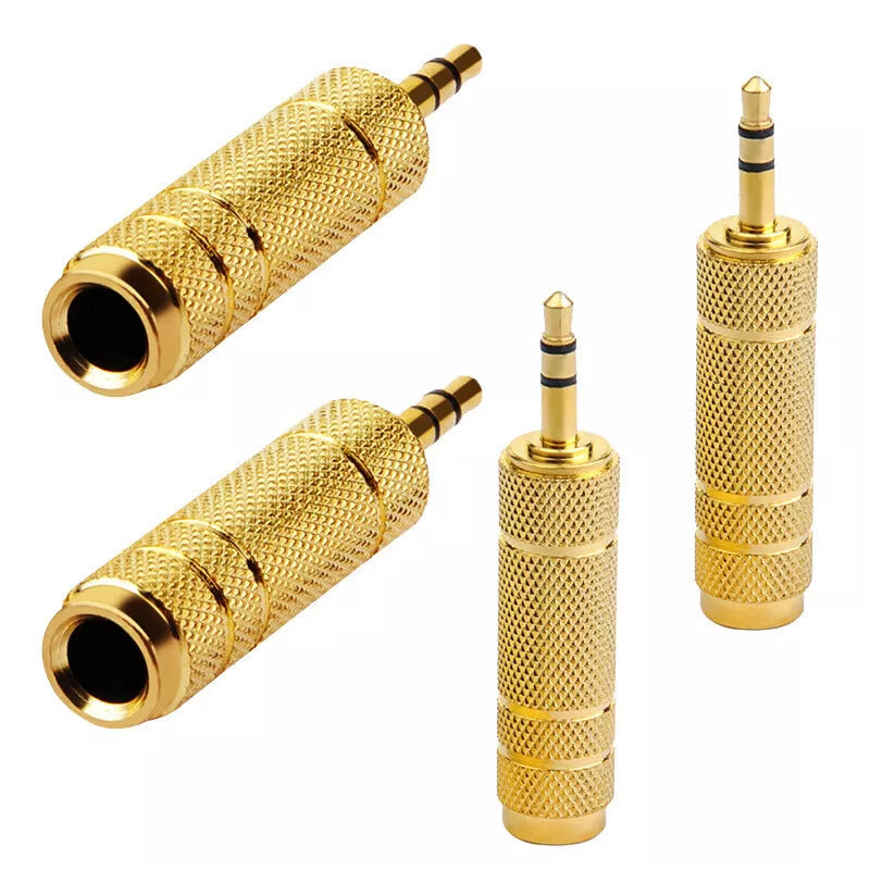 1-20 PCS PREMIUM 3.5mm Male to 6.5mm Female Aux Adapter Gold Headphone Audio AU