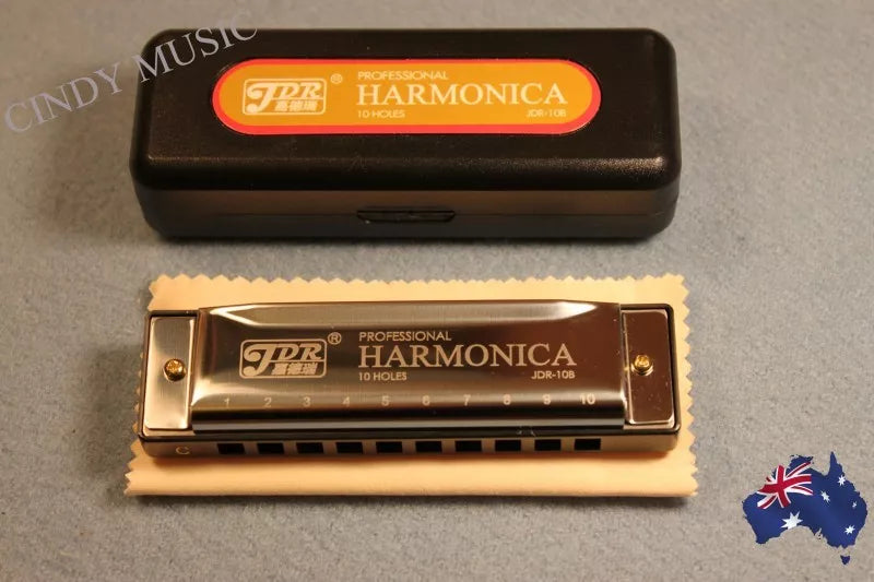 10Holes C Key Harmornica for Blues Rock Jazz Folk+Cloth+Case+Harmonica package
