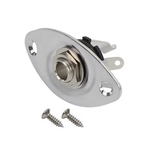 Electric Guitar Jack Output Input Socket with Oval Style Plate With Screws