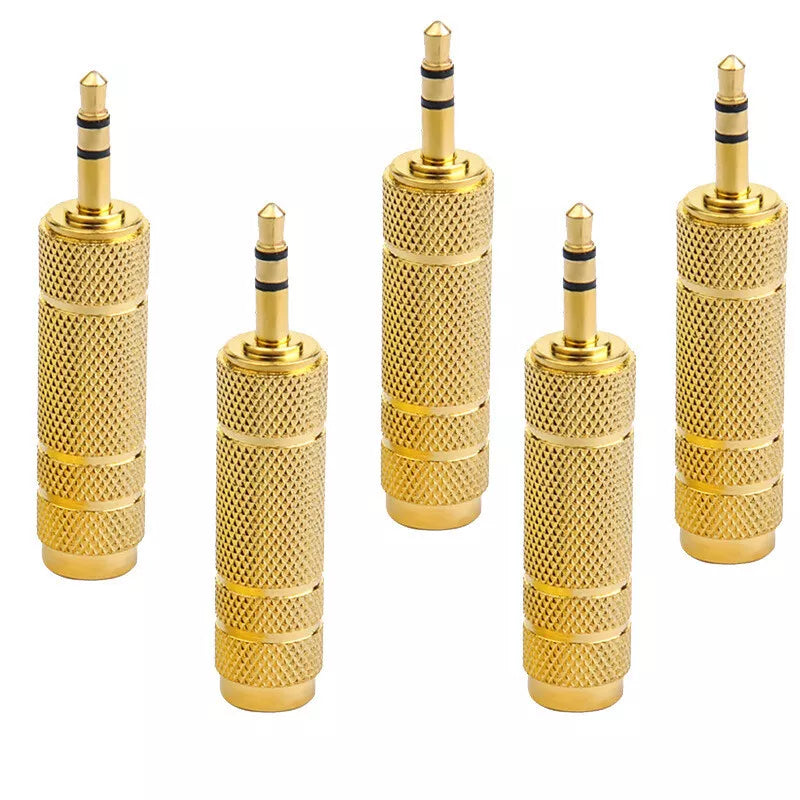 1-20 PCS PREMIUM 3.5mm Male to 6.5mm Female Aux Adapter Gold Headphone Audio AU