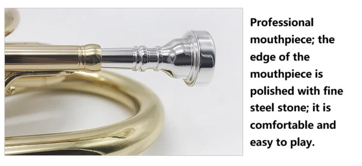 Professional Bb Flat Cornet Brass Instrument Silver-Plated Mouthpiece with Carry