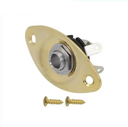 Electric Guitar Jack Output Input Socket with Oval Style Plate With Screws