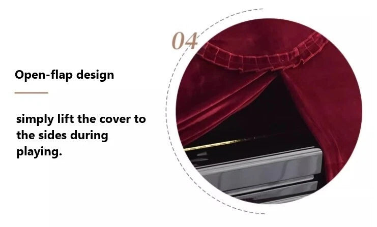 Classic Nostalgic Style Piano Cover Velvet Half-Cover Dustproof Protection