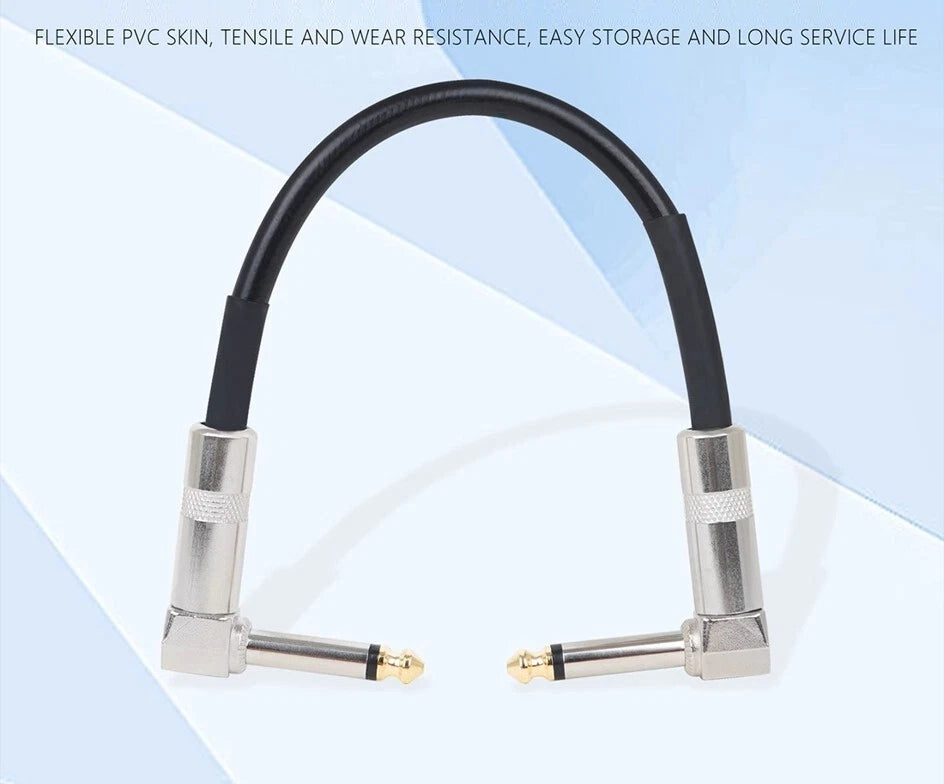 6.35mm Guitar Effects Pedal Patch Jumper Cables Double Elbow Audio Cables15/30cm