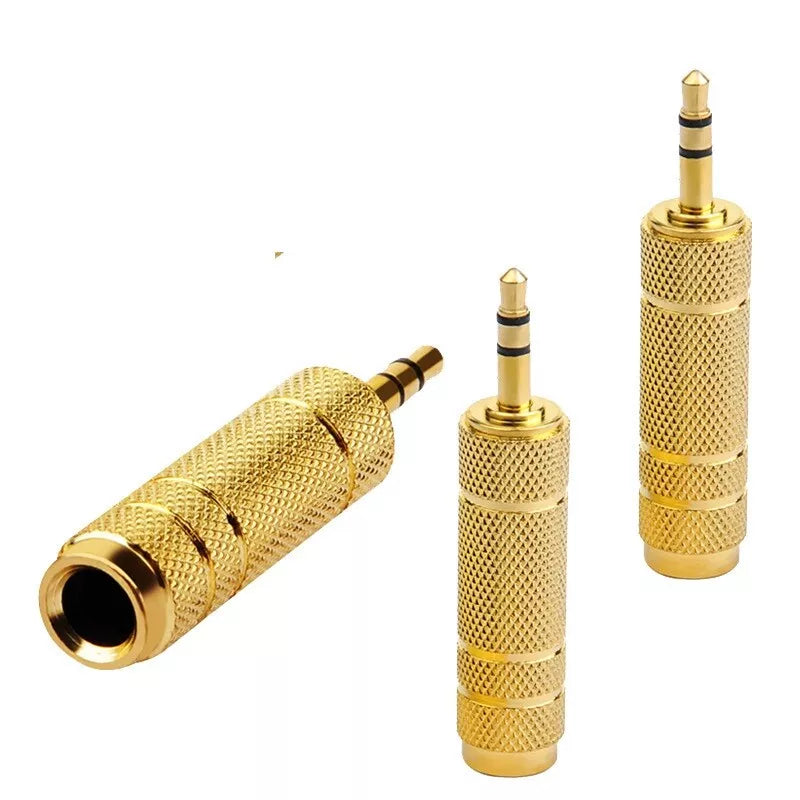 1-20 PCS PREMIUM 3.5mm Male to 6.5mm Female Aux Adapter Gold Headphone Audio AU