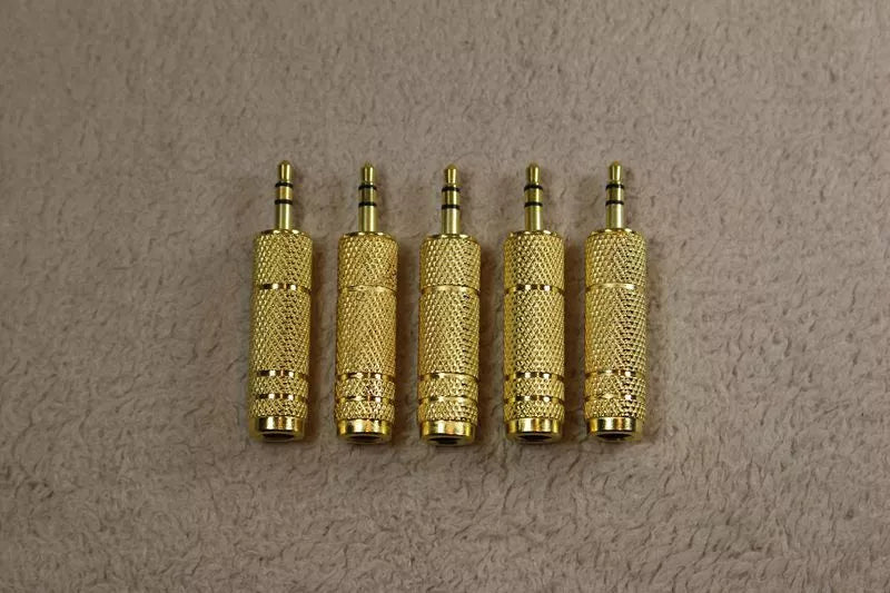 1-20 PCS PREMIUM 3.5mm Male to 6.5mm Female Aux Adapter Gold Headphone Audio AU