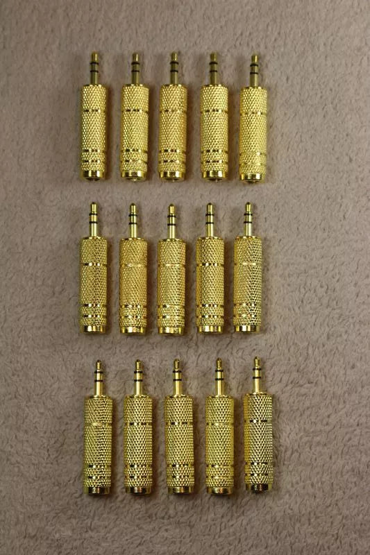 1-20 PCS PREMIUM 3.5mm Male to 6.5mm Female Aux Adapter Gold Headphone Audio AU