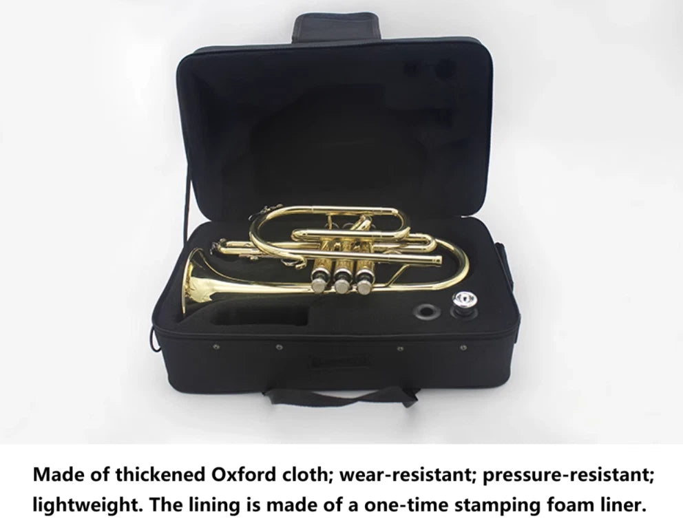 Professional Bb Flat Cornet Brass Instrument Silver-Plated Mouthpiece with Carry