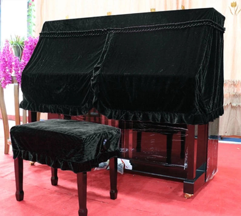 Classic Nostalgic Style Piano Cover Velvet Half-Cover Dustproof Protection