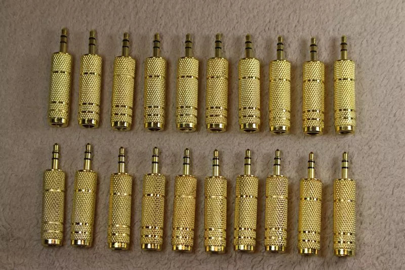 1-20 PCS PREMIUM 3.5mm Male to 6.5mm Female Aux Adapter Gold Headphone Audio AU
