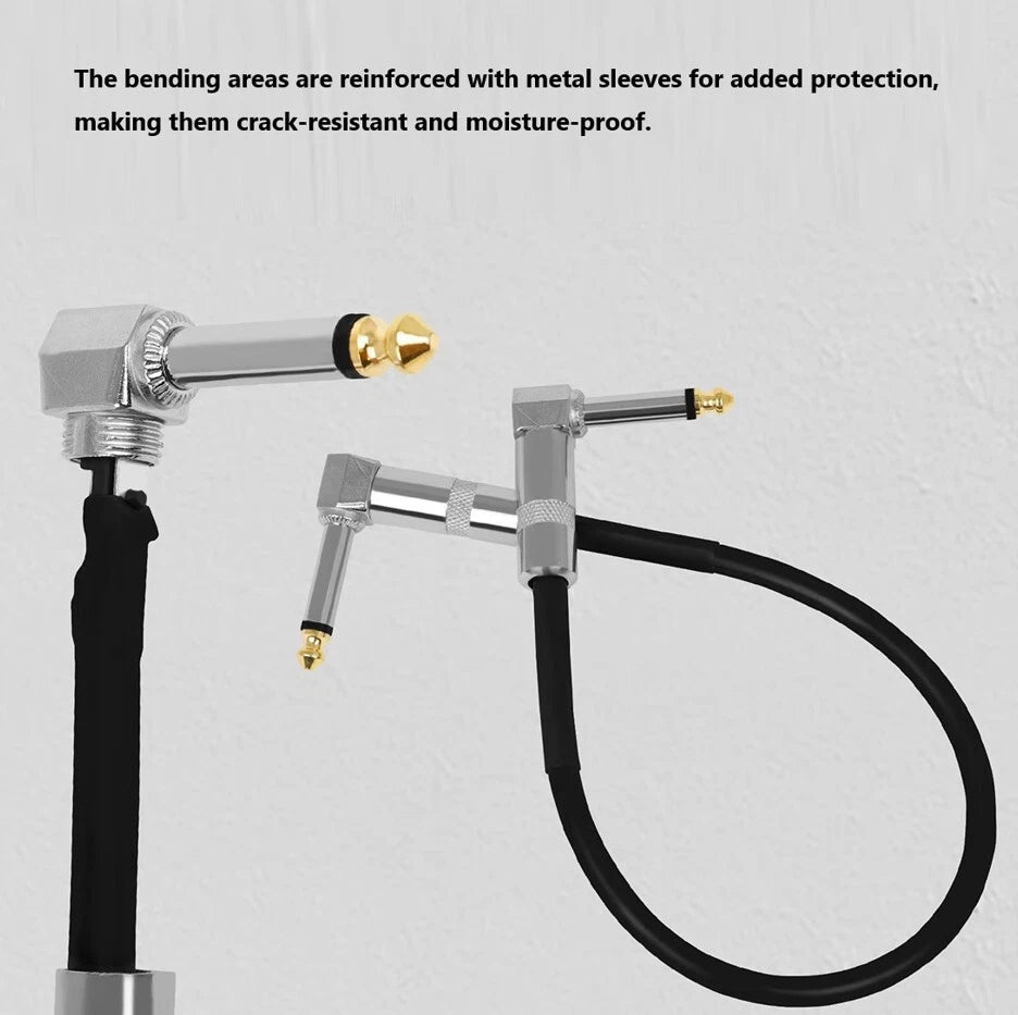 6.35mm Guitar Effects Pedal Patch Jumper Cables Double Elbow Audio Cables15/30cm