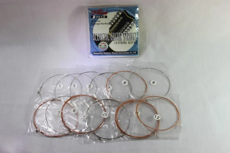 12-Pack Bronze Acoustic Guitar Strings Set Clear Dynamic Sound Copper Alloy