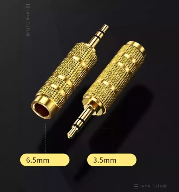 1-20 PCS PREMIUM 3.5mm Male to 6.5mm Female Aux Adapter Gold Headphone Audio AU