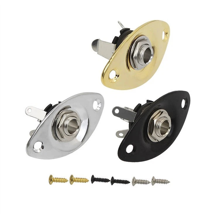 Electric Guitar Jack Output Input Socket with Oval Style Plate With Screws