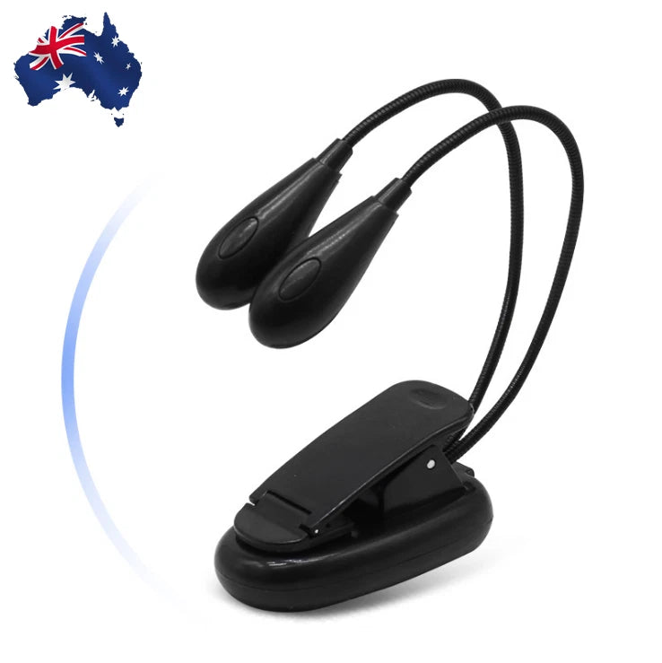 Two Dual Flexible Arms Four LED Clip-on Reading Lamp Piano Music Stand BookLight