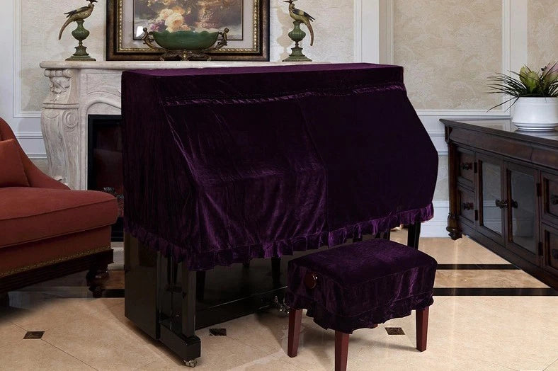 Classic Nostalgic Style Piano Cover Velvet Half-Cover Dustproof Protection