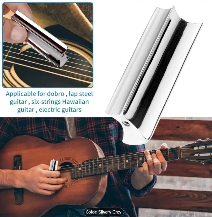 Solid Hawaiian Guitar Slide Tonebar Lap Steel Metal Electric Guitar Accessory silver