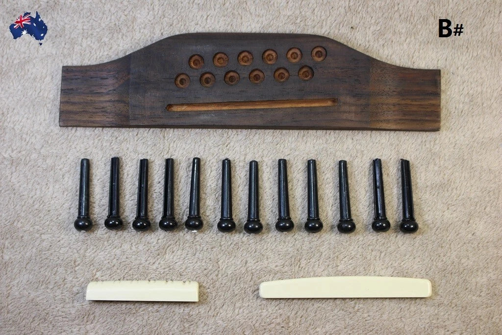 12 Strings Acoustic Guitar Wood Guitar Bridge+Bridge Saddle+Nut+Pins