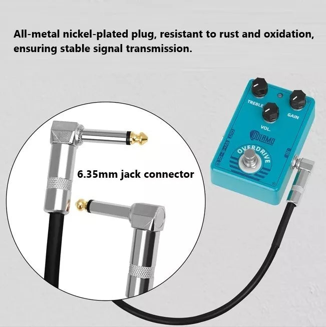 6.35mm Guitar Effects Pedal Patch Jumper Cables Double Elbow Audio Cables15/30cm