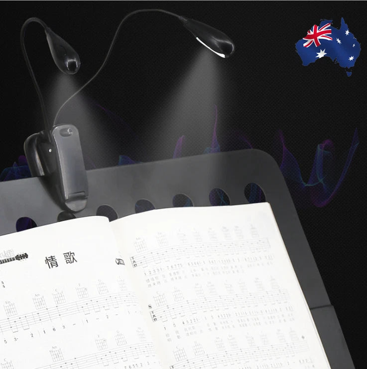 Two Dual Flexible Arms Four LED Clip-on Reading Lamp Piano Music Stand BookLight