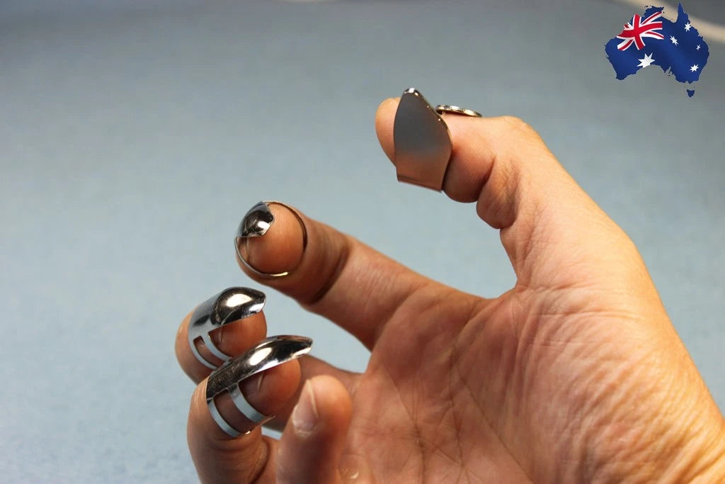 Metal Ukulele Banjo Guitar 1 x Thumb Pick & 3 x Finger Picks Adjustable