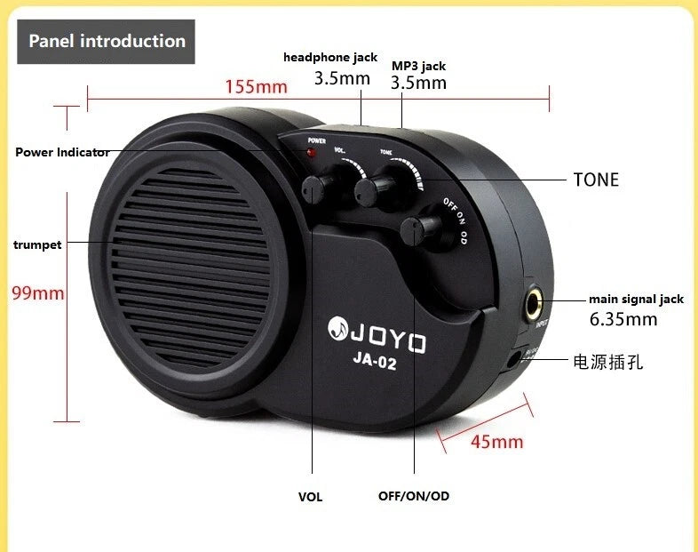 Guitar Mini Amplifier Headphone Clean Distortion with Earphone 3.5mm Interface