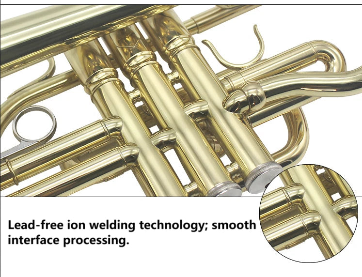 Professional Bb Flat Cornet Brass Instrument Silver-Plated Mouthpiece with Carry