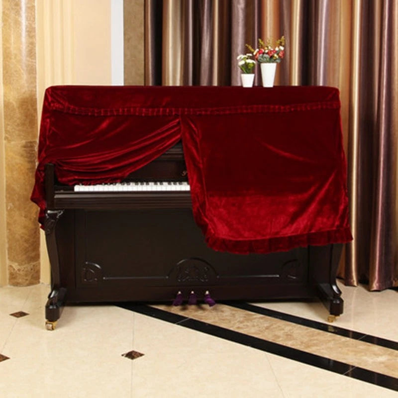 Classic Nostalgic Style Piano Cover Velvet Half-Cover Dustproof Protection