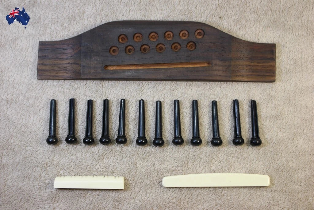 12 Strings Acoustic Guitar Wood Guitar Bridge+Bridge Saddle+Nut+Pins