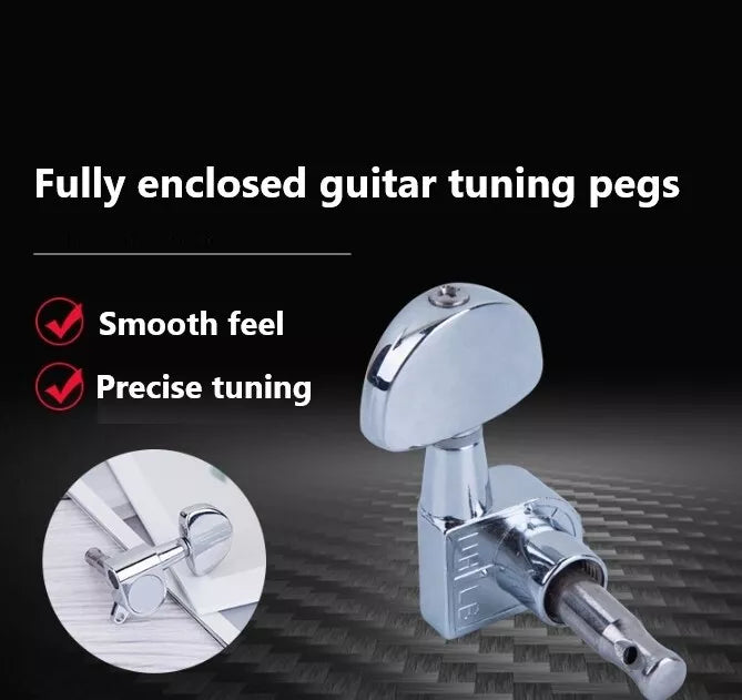 Fully Enclosed Guitar String Tuning Peg Key Tuner Folk Semi-Circle Machine Heads AU