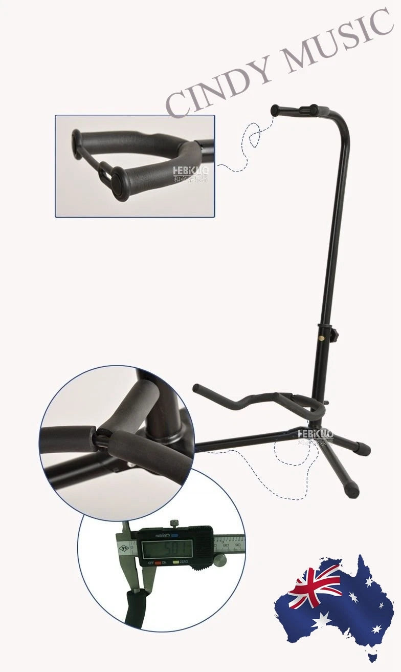 Upgraded Electric Acoustic Bass Tripod Folding Guitar Stand Floor Rack GigHolder
