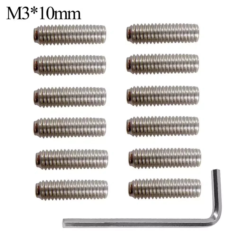 12Pcs Silver Metric M3x10mm ST/TL Steel Guitar Bridge Saddle Height Screws DIY