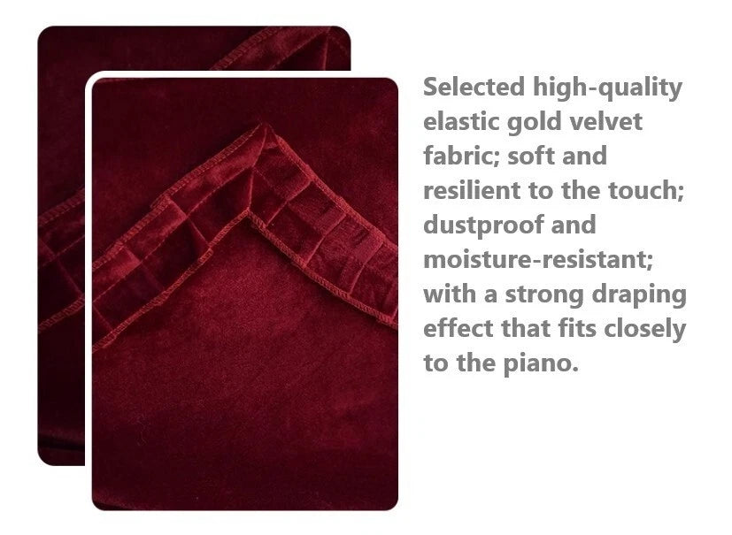 Classic Nostalgic Style Piano Cover Velvet Half-Cover Dustproof Protection