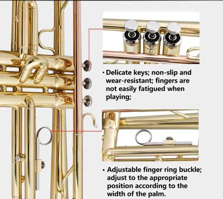 NEW TRUMPET Bb GOLD WITH CASE SCHOOL STUDENT BEST QUALITY Brass instruments AU