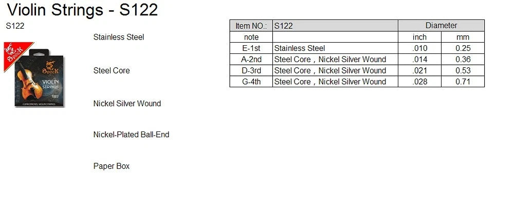 SPOCK Violin Strings Universal Full Set G-D-A-E Premium Alloy 4/4 3/4 1/2 1/4