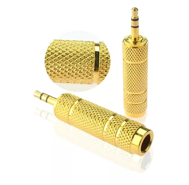 1-20 PCS PREMIUM 3.5mm Male to 6.5mm Female Aux Adapter Gold Headphone Audio AU