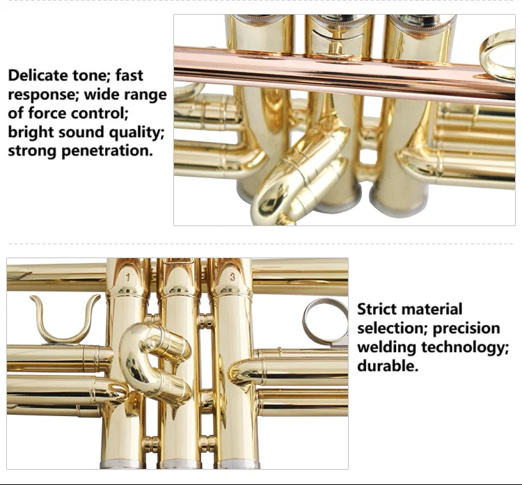 NEW TRUMPET Bb GOLD WITH CASE SCHOOL STUDENT BEST QUALITY Brass instruments AU