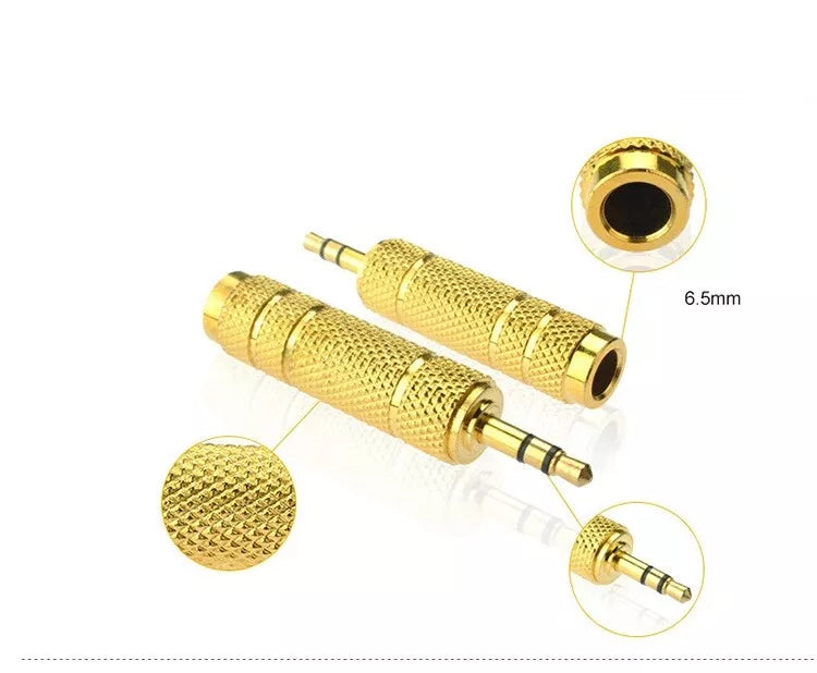 1-20 PCS PREMIUM 3.5mm Male to 6.5mm Female Aux Adapter Gold Headphone Audio AU