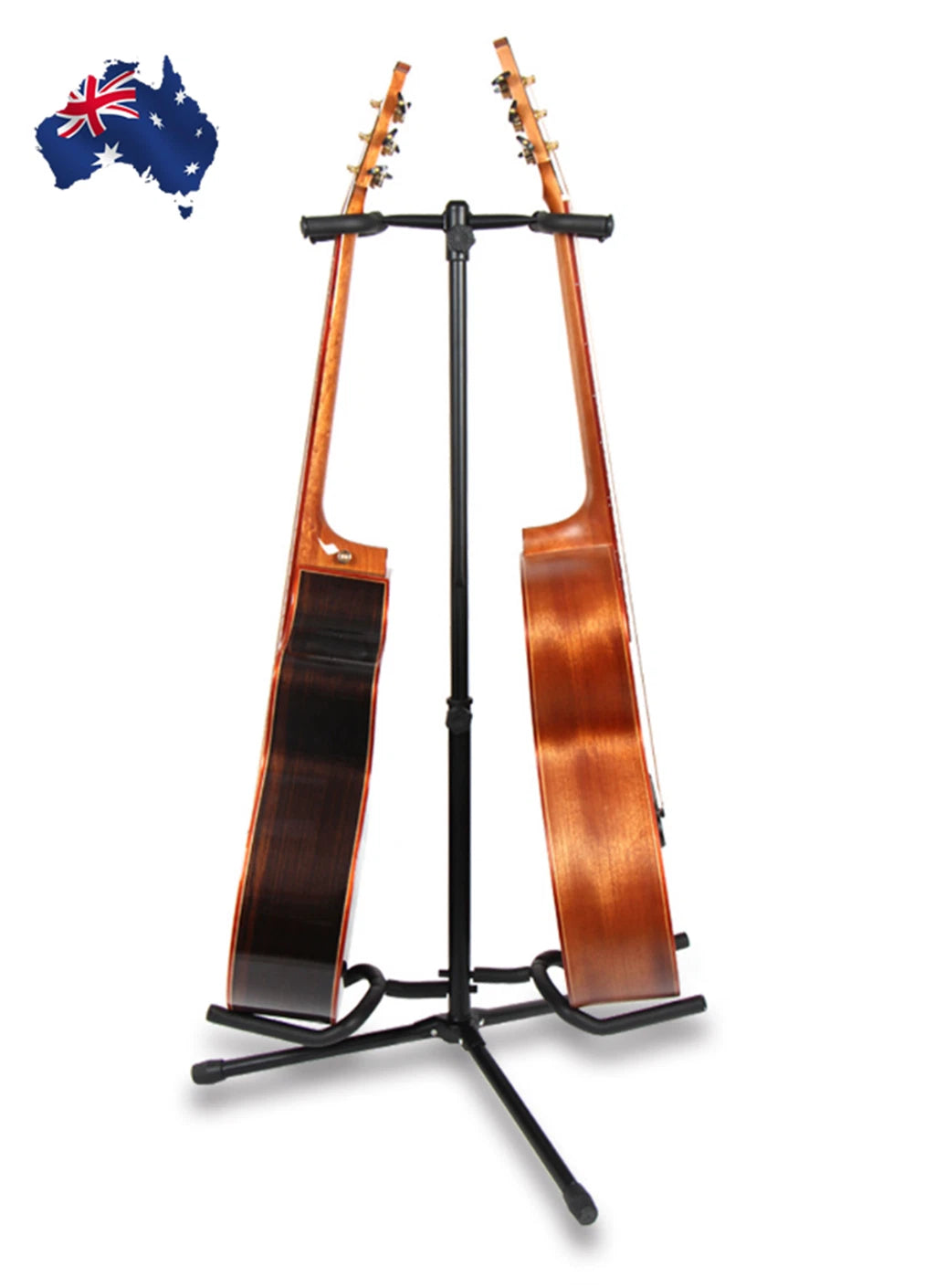2 Head Guitar Stand Foldable Double self Locking Folding Acoustic Bass Electric