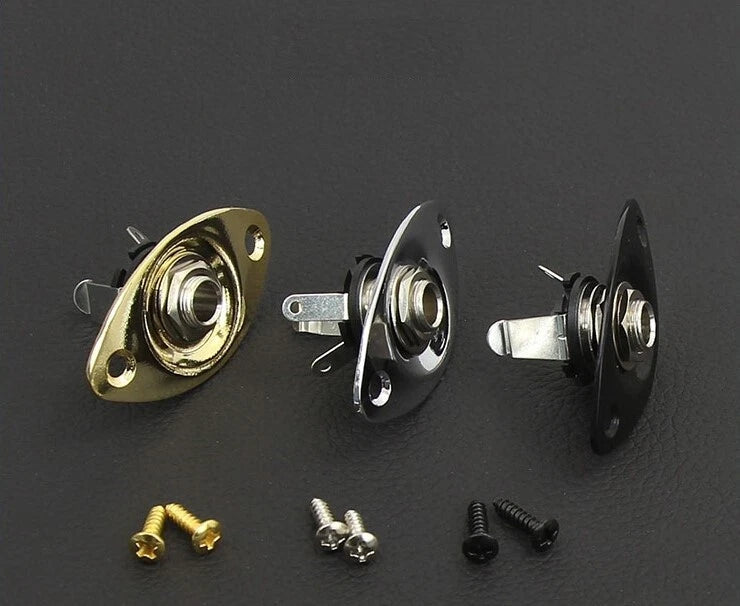 Electric Guitar Jack Output Input Socket with Oval Style Plate With Screws