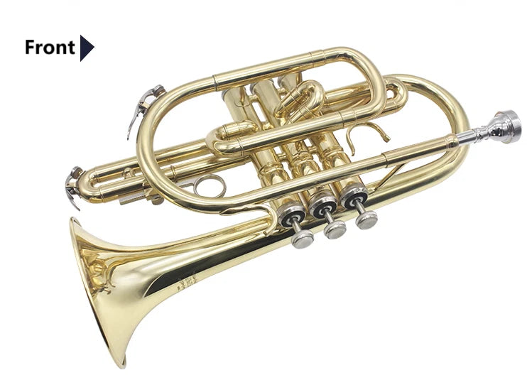 Professional Bb Flat Cornet Brass Instrument Silver-Plated Mouthpiece with Carry