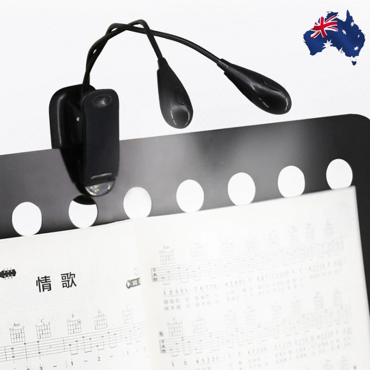 Two Dual Flexible Arms Four LED Clip-on Reading Lamp Piano Music Stand BookLight