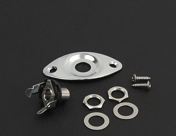 Electric Guitar Jack Output Input Socket with Oval Style Plate With Screws