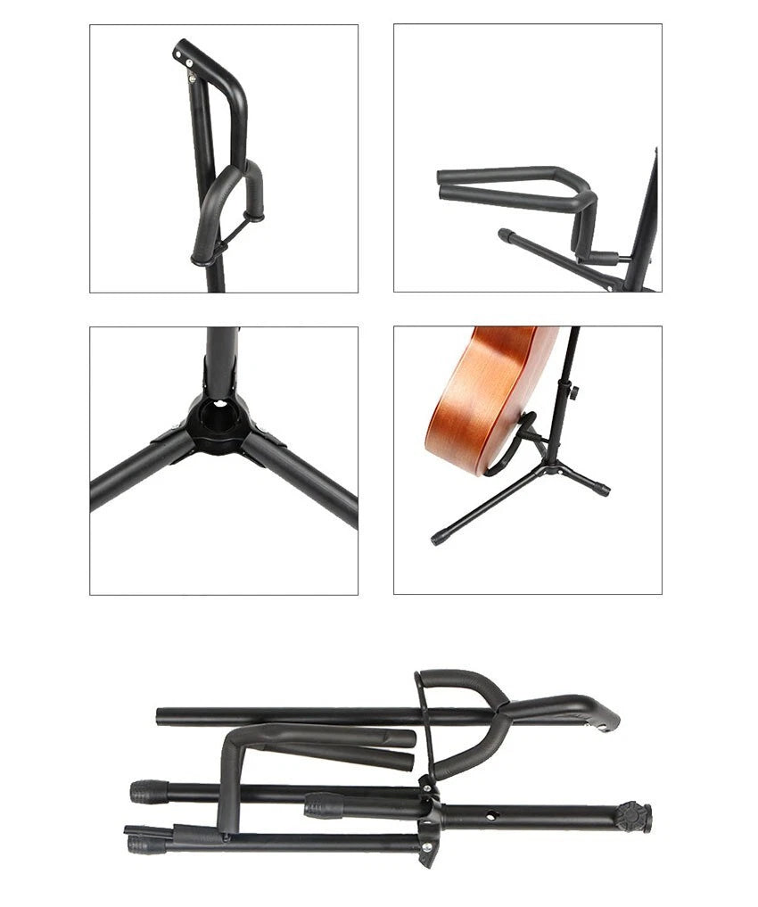 Upgraded Electric Acoustic Bass Tripod Folding Guitar Stand Floor Rack GigHolder