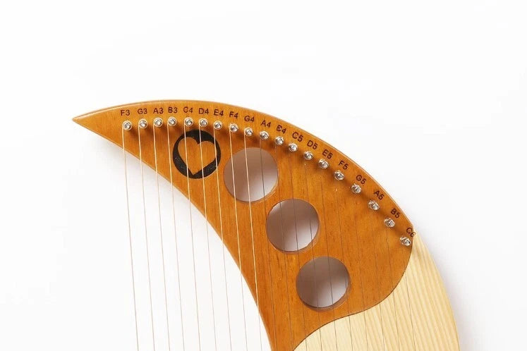 Lyre Harp Solid Mahogany 19 Metal Strings Moon shape Bags and accessories