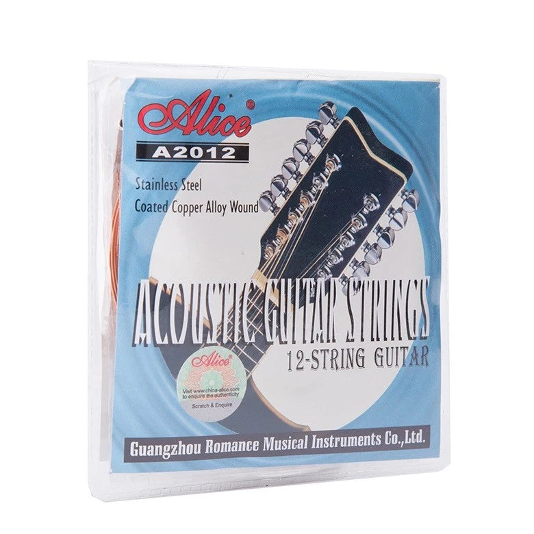 12-Pack Bronze Acoustic Guitar Strings Set Clear Dynamic Sound Copper Alloy