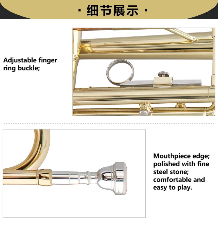 NEW TRUMPET Bb GOLD WITH CASE SCHOOL STUDENT BEST QUALITY Brass instruments AU